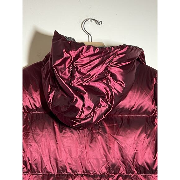 Lattelier Women's NWT Burgundy Longline Hooded Duck Down Filled Jacket Coat XL - Picture 7 of 11